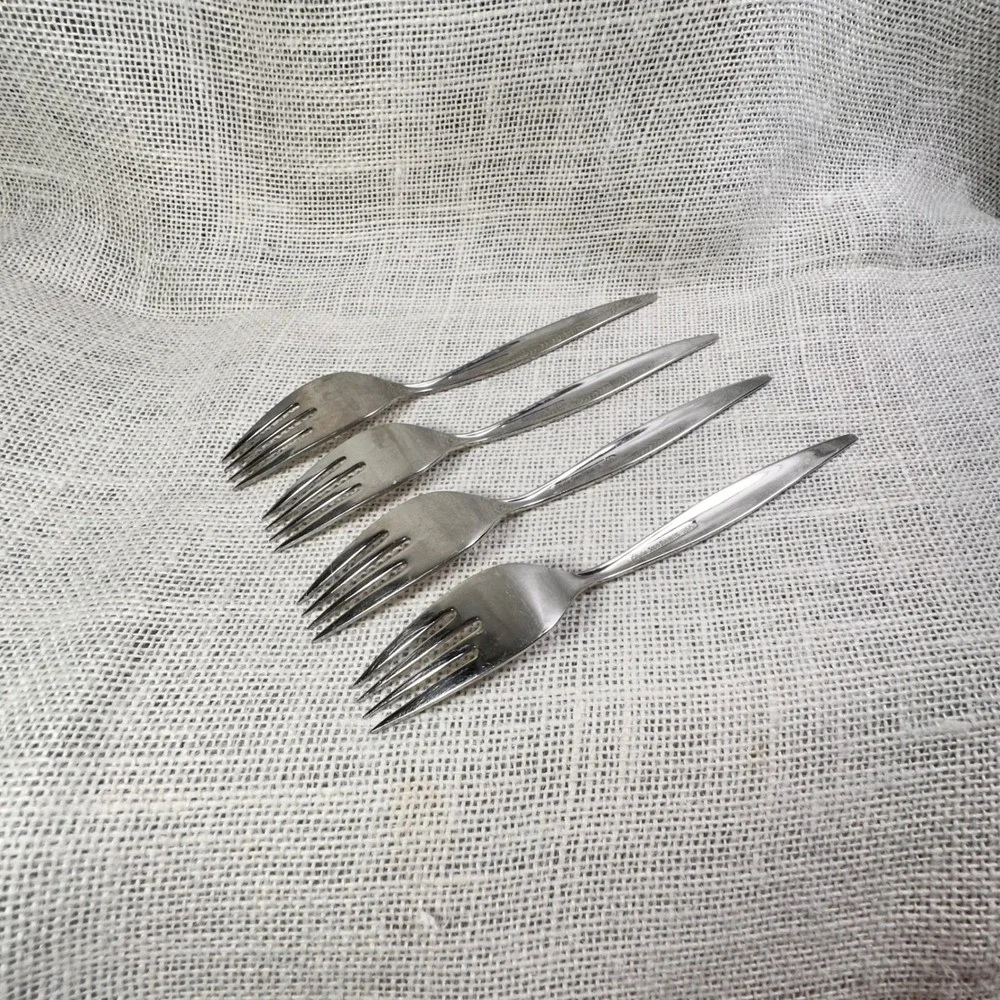 EBBTIDE‎ Jennifer Solid Stainless Forks USA Mid Century Modern Flatware Set of 4